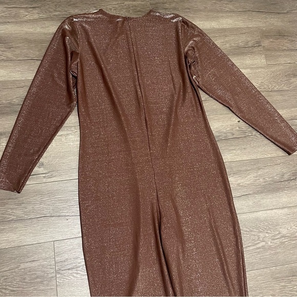 SKIMS Shimmer Catsuit Cocoa High Crew Neckline Long Sleeve SZ 3X NWT - Picture 9 of 11